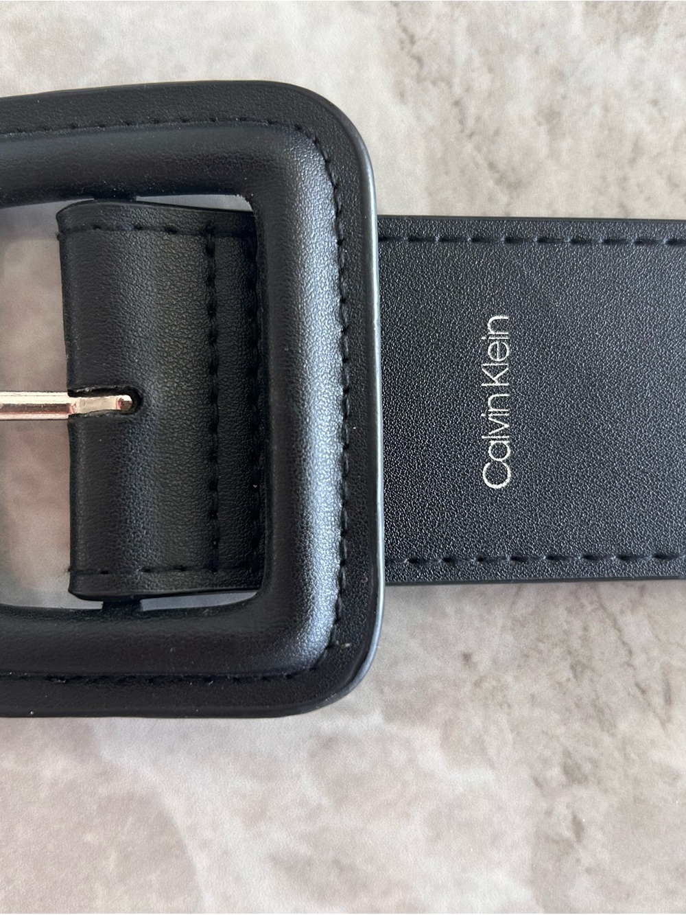 Calvin Klein Black Leather Belt with Square Buckle